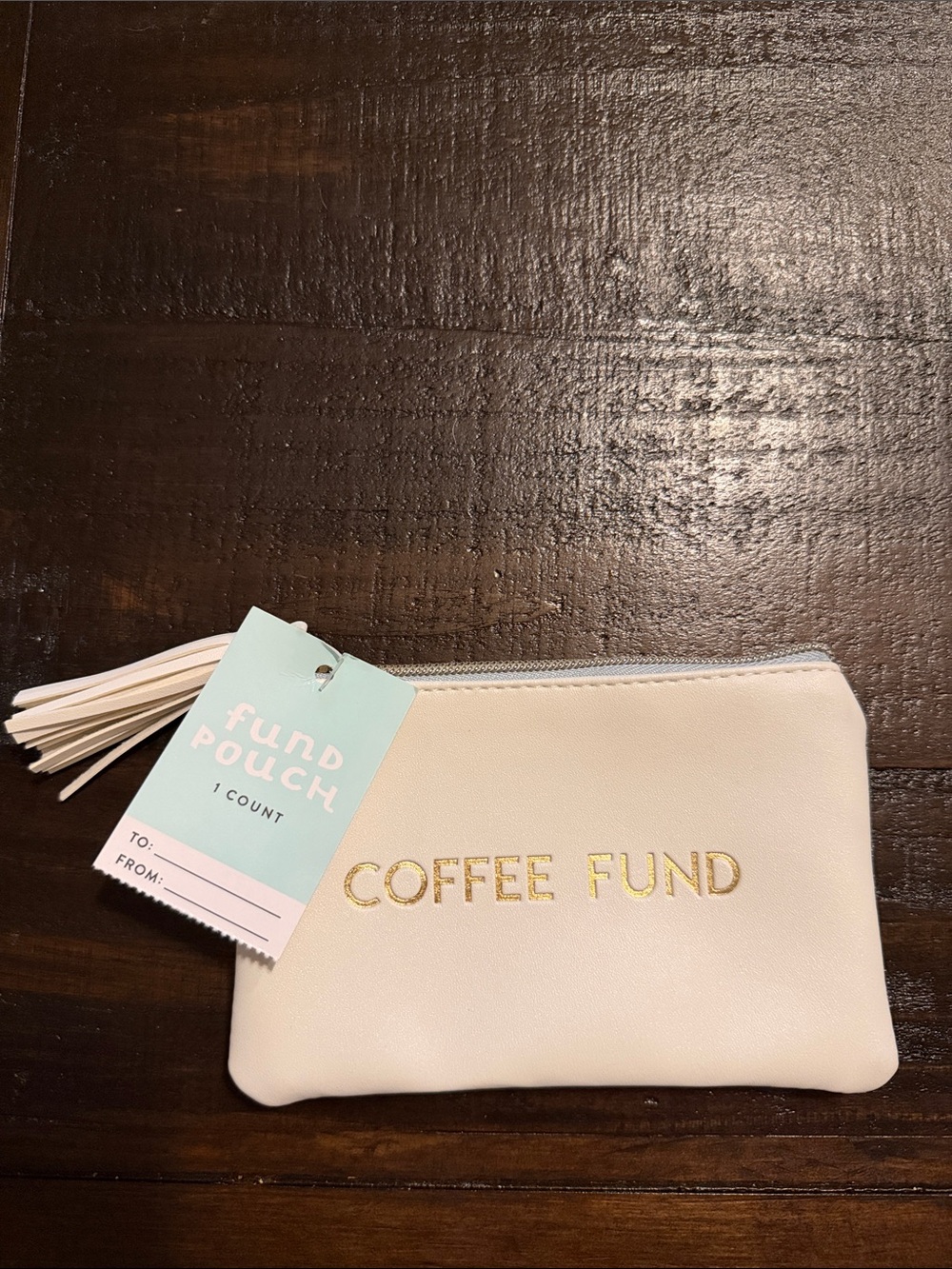 Target Cream COFFEE FUND Pouch with Tassel
